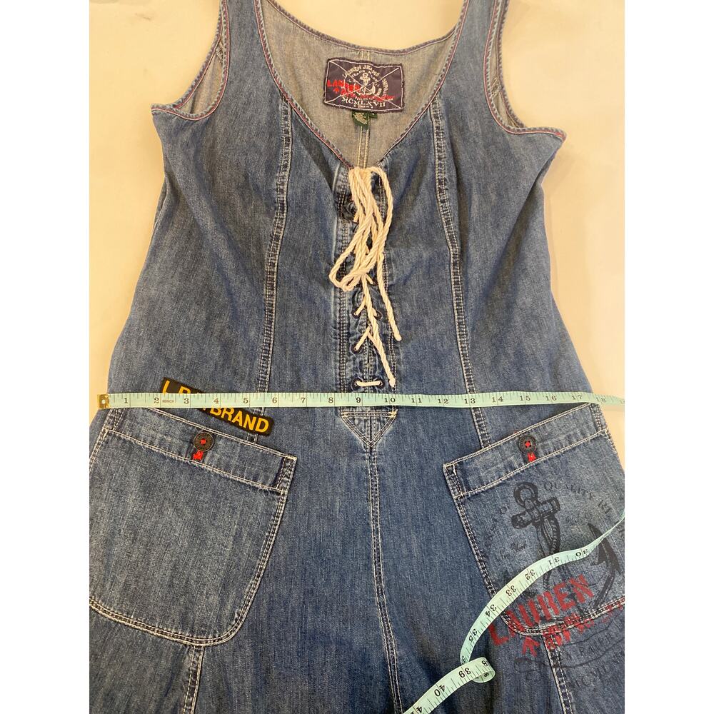 LRL Vintage Sleeveless Nautical Denim Dress Fit & Flare Lace Up Front EUC Sz 8 - Picture 10 of 14
